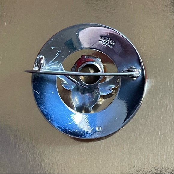 Mizpah Elk Silver Toned Faux Amber Brooch - Picture 2 of 6